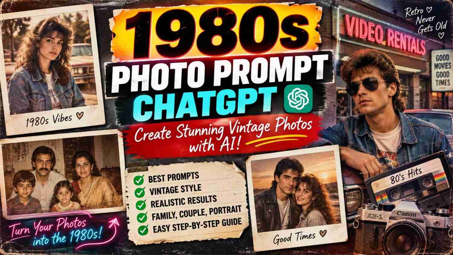 1980s Photo Prompt ChatGPT: 25+ Best Vintage AI Photo Prompts