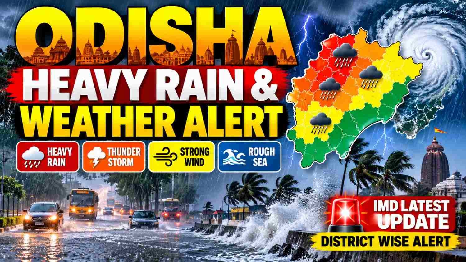 Odisha Heavy Rain & Weather Alert: IMD Latest Warning, District List, Rain Forecast & Weather News