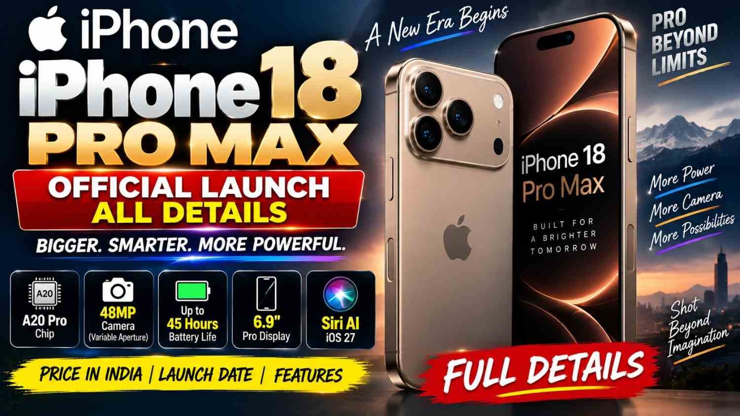 iphone iphone 18 pro max 2026: Price in India, Launch, Specs, Camera, Features and Latest News