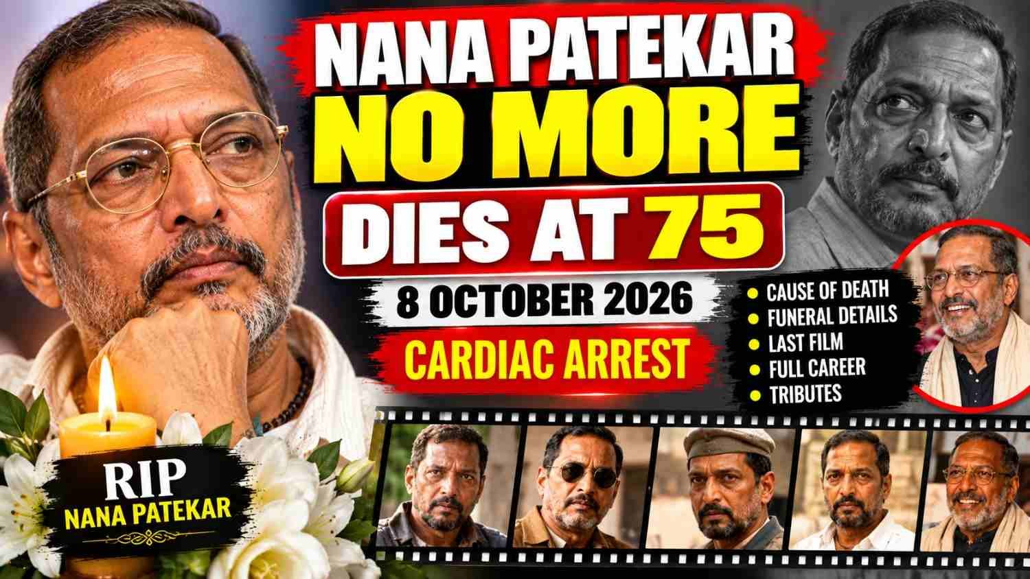 Nana Patekar Death News 2026 veteran actor dies at 75 after cardiac arrest